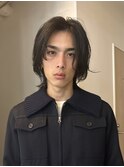 =メンズボブ/ダークアッシュ/ニュアンスパーマ／メンズウルフ