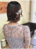 ショートヘアの銀箔アレンジ
