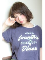 ミニヨン バイ ハピネス 高の原店(mignon by Happiness) 大人可愛いアシメ前髪グレージュカラーボブパーマ奈良清水