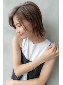 大人かわいい前髪セシルカットココアブラウンフリンジウェーブ