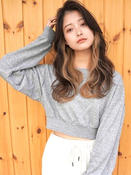 ブゾン(buZon) 【buZon ブゾン】レイヤーロングウェーブ×インナーグレージュ