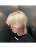 ホワイトブロンド マッシュウルフ