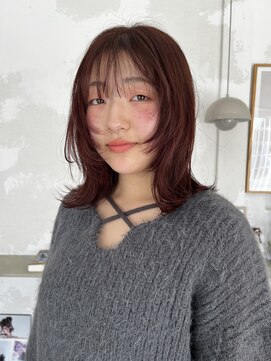 ニュイ(NUIT) ピンクブラウンカラーインナーカラーベージュカラーブリーチ無し