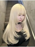 ブリーチカラー ハイトーンカラー ブロンド 顔まわりレイヤー