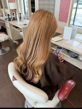 アース いわき店(HAIR&MAKE EARTH) ハニーベージュ×韓国風ロングレイヤー