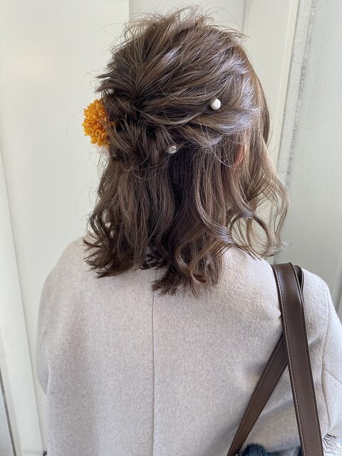 ヘアアレンジ・ヘアセット・ハーフアップ