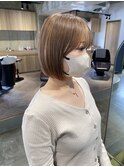 【顎ラインボブ×ベージュ】