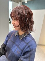 アム(amu)&nbsp;ボブパーマ/ボブウルフ/レイヤーボブ/ピンクブラウン/緩めパーマ