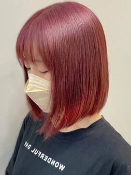 ジゼル 前橋(Giselle) 大人可愛い前下がりボブチェリーピンク