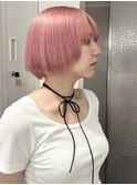 14833ブリーチ＆ダブルカラーベビーピンクホワイトピンクボブ