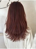 レッドブラウン/レッド/ビビットカラー/ロング/韓国風