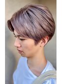センターパート×アッシュグレー