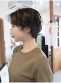切りっぱなしボブ/ミニボブ/丸くないボブ/ヘーゼルベージュ