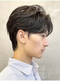 横浜西口ニュアンスパーマメンズカットセンターパート30代40代