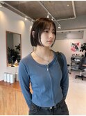 顎ラインボブ/切りっぱなしボブ/ラベンダー/ラベンダーブラウン