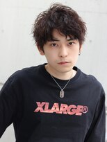 ネイビー(NAVY)&nbsp;ソフトツイストパーマ アップバングショート 簡単スタイリング