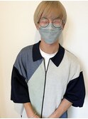 "久保田"ミルクティーベージュケアブリーチメンズカットマッシュ