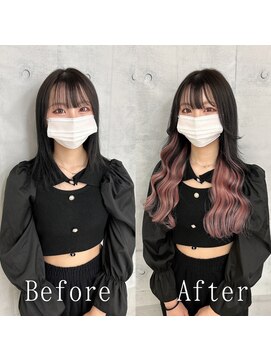 あるじゃんすー 新宿店 黒髪×ミルクティー#シールエクステ#大人可愛い#インナー#新宿
