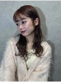 韓国風春カラー　チェリーレッド　ロングヘア　スプリングカラー