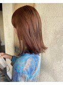 オレンジ ミディアム ブリーチなし 暖色 切りっぱなし