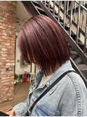 【白石】暗めワインレッド/前下がりボブ/暖色カラー