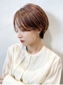 ショート／ショートボブ／前髪なし／ハイライト／髪質改善