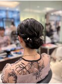 結婚式お呼ばれシニヨンヘアセット結婚式ヘア銀座ヘアセット