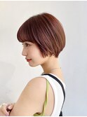 大人ショートヘア前髪ありひし形丸み丸顔面長絶壁エラ張りK0520