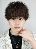 波巻きパーマツーブロック刈り上げラウンドマッシュ韓国束感