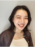透明感カラー 似合わせ　小顔ボブ 暗髪カラー　前髪なし