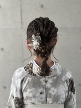 アチーブティルスマートサロン 豊川末広通店(achieve till Smart Salon) ヘアセット 華やか上品編み込みくるりんぱ 卒業式 着物和服