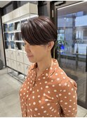 大人ショート白髪ぼかしピンクベージュハイライト