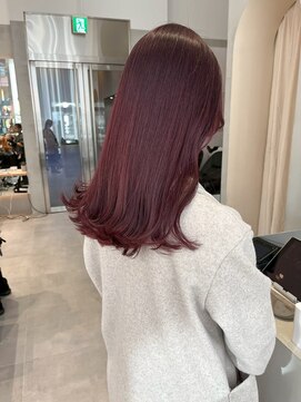 ガリカ 横浜(Gallica) ラベンダーボルドー×大人ツヤ感ワンカールロング