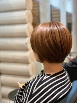 クレエ ヘアー デザイン(creer hair design) 艶ショートボブ丸みシルエットシースルーバング小顔スタイル20代