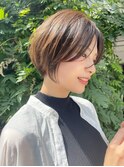 ★前下がりショートボブハンサムショートカットカラーパーマケア