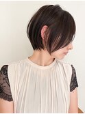 ハイライト白髪ぼかしダブルカラーインナーカラーショートボブ