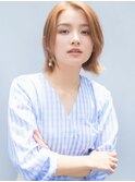 大人可愛いふんわりカールミストバング外国人風カラーブリーチ