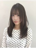 ミディアムレイヤーストレートロングウルフミルクティーベージュ