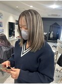 ハイライトカラーミルクティーベージュレイヤーカット