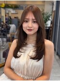 美髪レイヤーカット／顔まわりレイヤー／ロングレイヤ 一/前髪