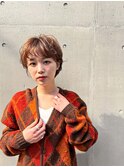 面長解消《20代30代》流せる前髪/くびれショート/耳掛けショート