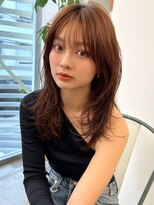サンド クリア 横浜本店(sand clear) 透明感ブラウン ゆるめカール x セミロング(20代向け)