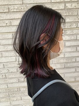 トニーアンドガイ 広尾店(TONI & GUY) くびれミディアムウルフと透けるインナーカラー