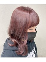 アッドヘアー(Add hair)&nbsp;ノーブリーチ/ピンクヘアー/ミディアム／外ハネ