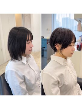 イヴォークトーキョーオーサカ(EVOKE TOKYO osaka) 丸みショート 耳かけ 可愛い おしゃれ 小顔 骨格補正 暗髪