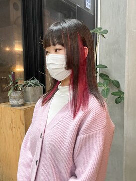 テトヘアー(teto hair) インナーカラーピンクカラー姫カットポイントカラー推しカラー