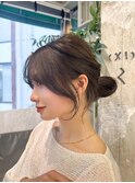 簡単アレンジレイヤー大人セミロングブリーチなし顔周り小顔前髪