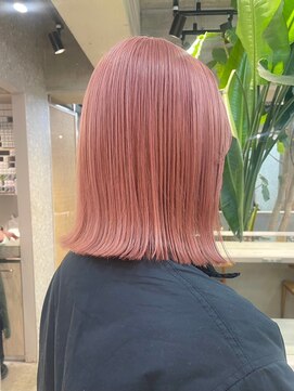 サンク 原宿 表参道(cinq) グレージュミルクティーベージュピンクベージュカラーブリーチ