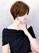 ロンド エメ 柏(Lond aimer)&nbsp;ミニウルフチェリーブラウンブリーチなしショートボブ前髪/柏柏