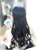 編み込みハーフアップ